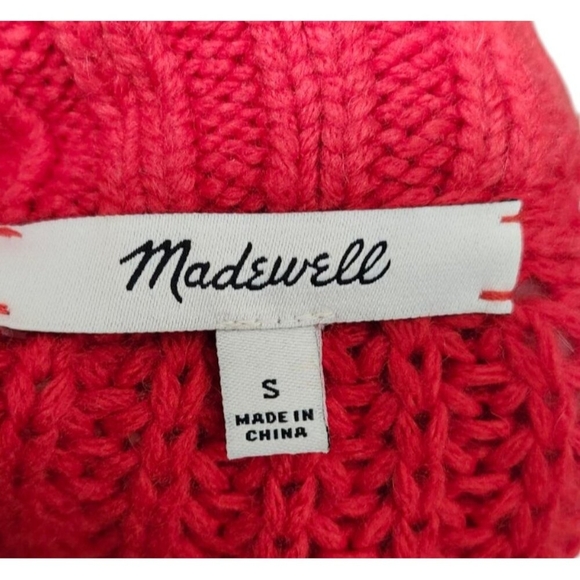 Madewell Cable Knit Sweater Womens Small Red Crewneck Alpaca Wool Blend … - Picture 9 of 13